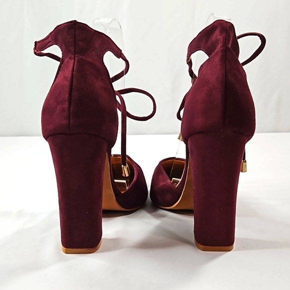 Hengsong Purple Wrap Around Strap Suede Block Women's Heels Sz 39 - Picture 5 of 7